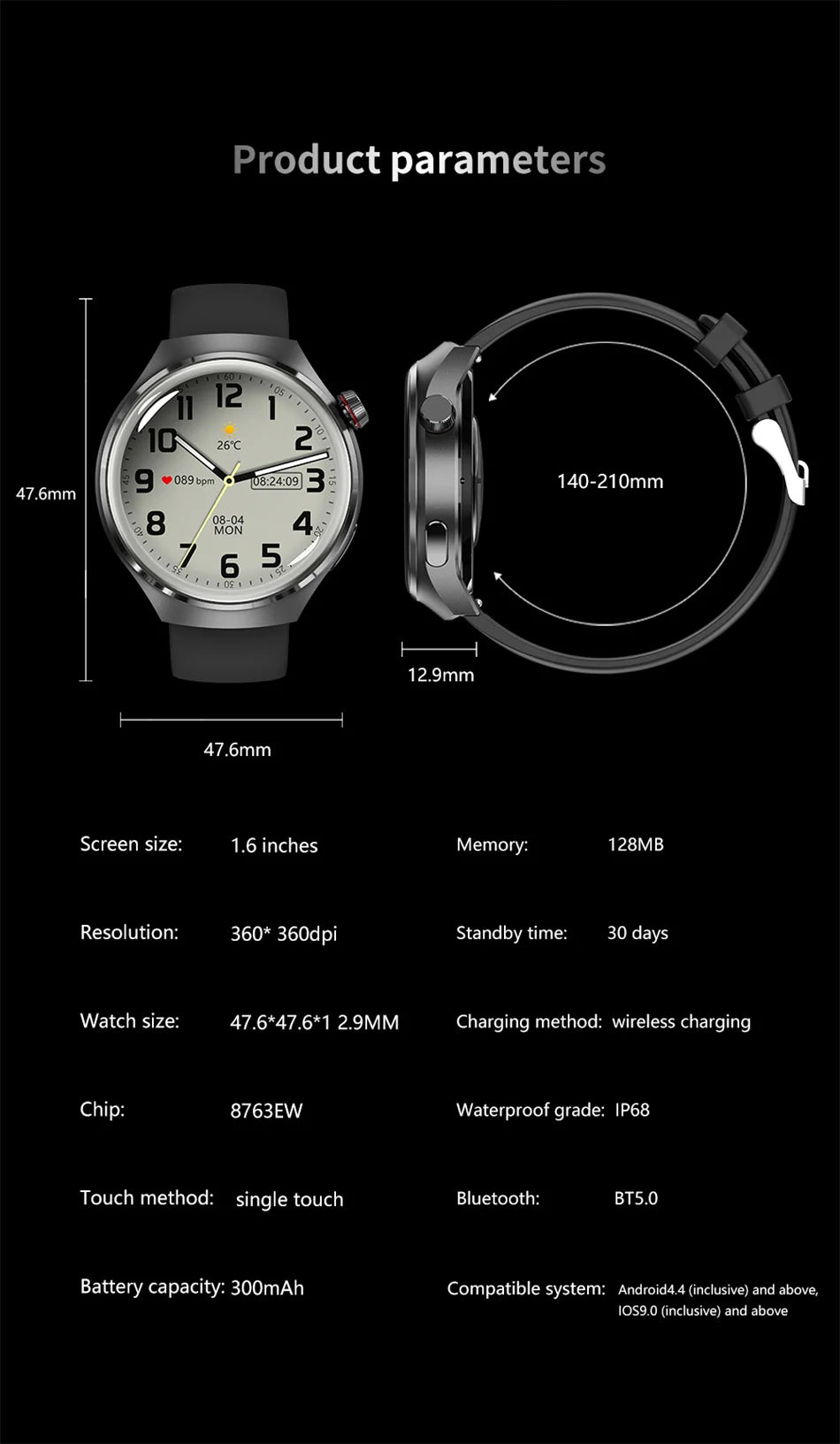 GPS NFC Smart Watch Men 360*360 AMOLED Screen Heart rate Bluetooth Call IP68 Waterproof Man Smartwatch 2024