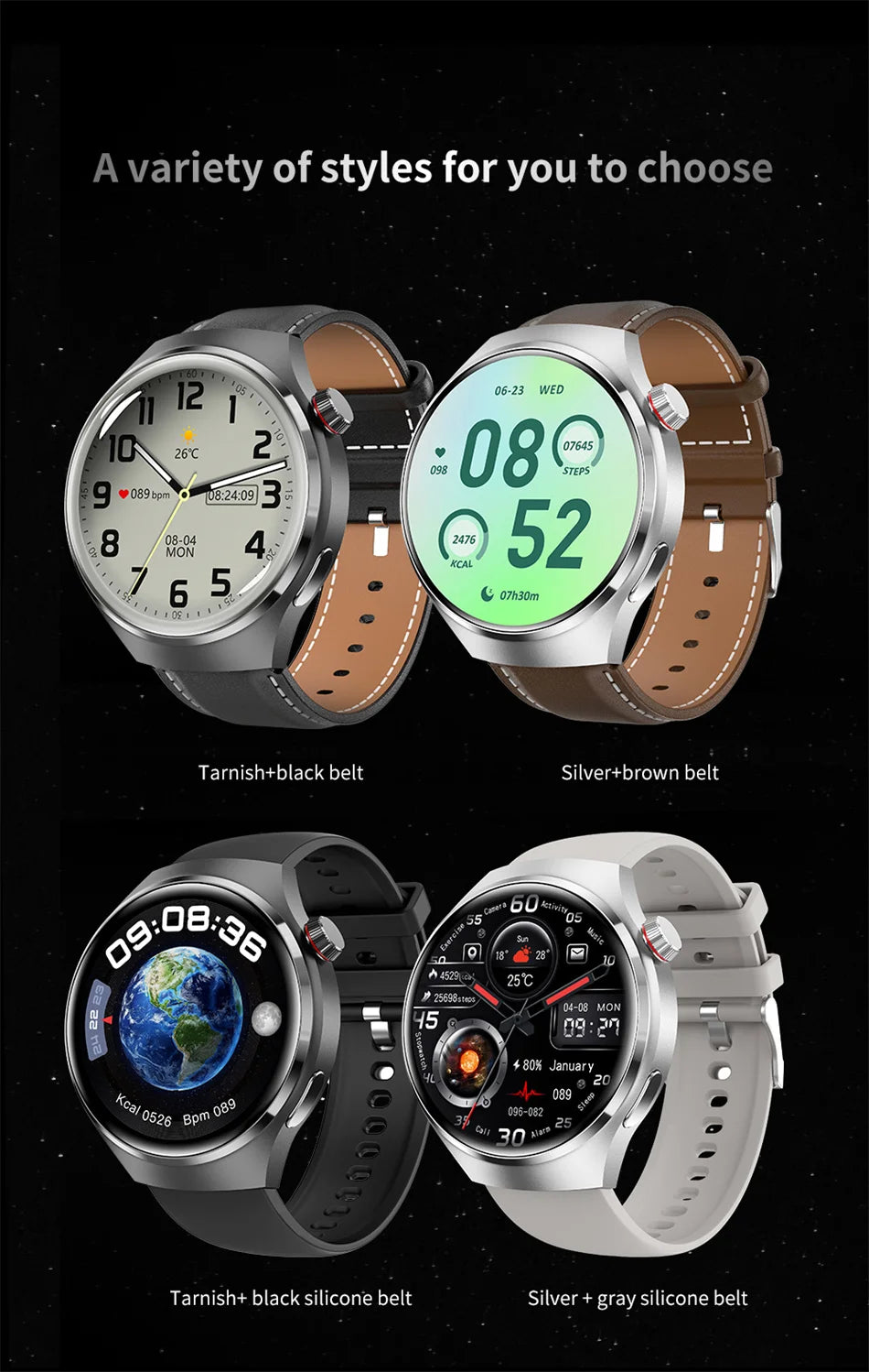 GPS NFC Smart Watch Men 360*360 AMOLED Screen Heart rate Bluetooth Call IP68 Waterproof Man Smartwatch 2024