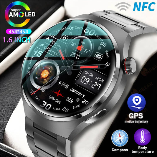 GPS NFC Smart Watch Men 360*360 AMOLED Screen Heart rate Bluetooth Call IP68 Waterproof Man Smartwatch 2024