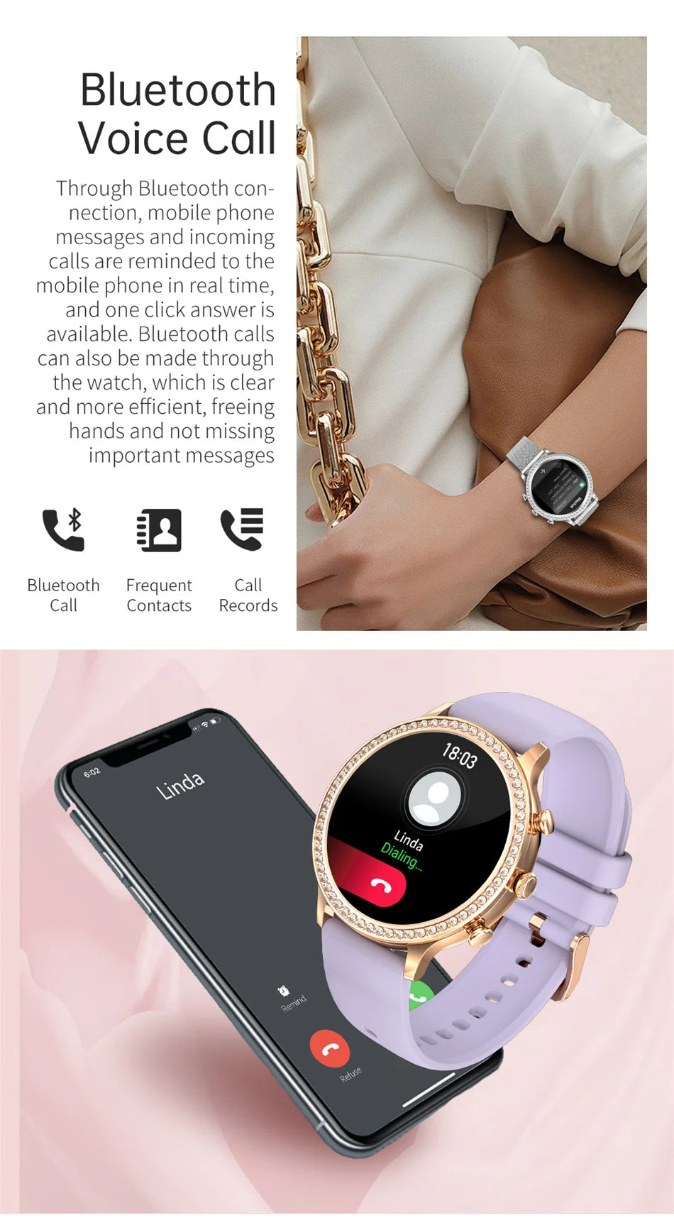 Smart Watch Women Ladies 2024 New Bluetooth Call Sport PPG+ECG SmartWatch for Women Present Gift