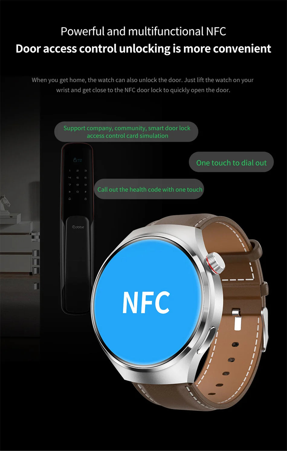 GPS NFC Smart Watch Men 360*360 AMOLED Screen Heart rate Bluetooth Call IP68 Waterproof Man Smartwatch 2024