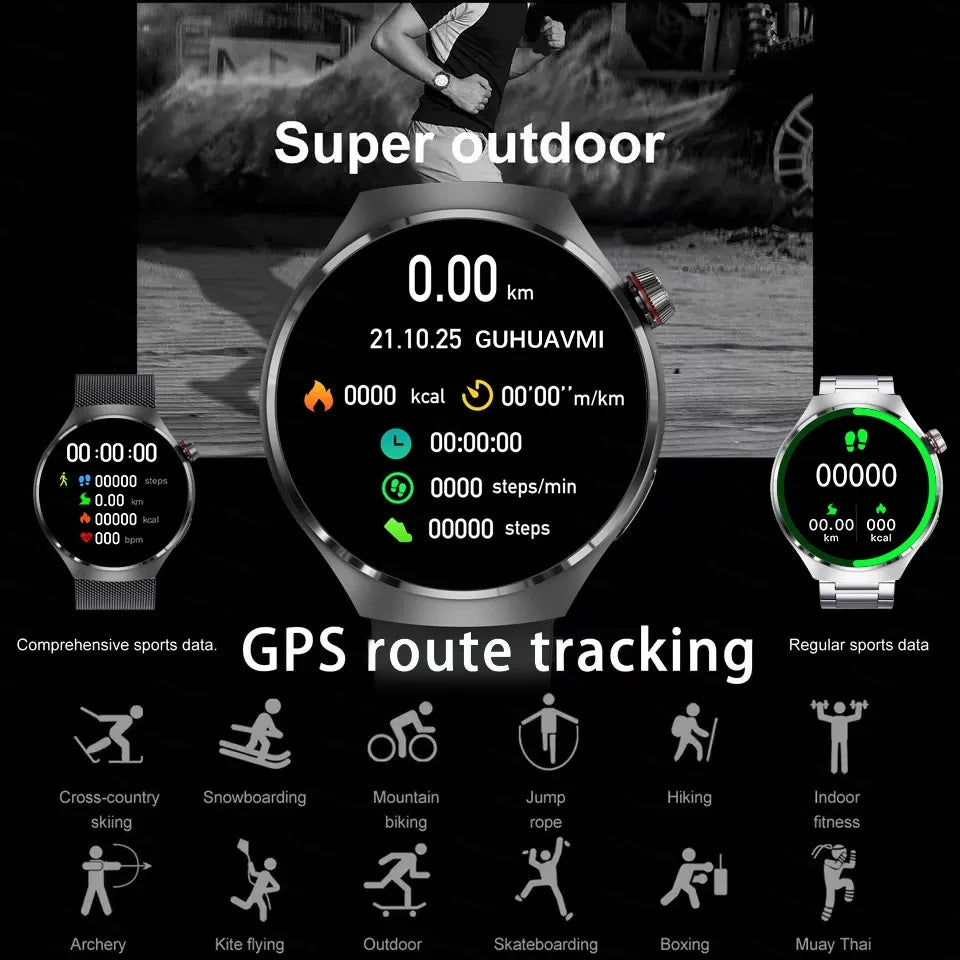 GPS NFC Smart Watch Men 360*360 AMOLED Screen Heart rate Bluetooth Call IP68 Waterproof Man Smartwatch 2024